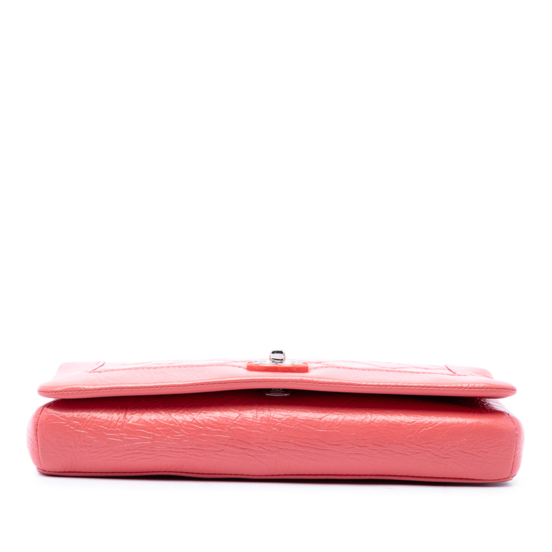 Chanel Matelassé Froissé Bi Vintage Rabat intégral Petit Cuir de veau Rose