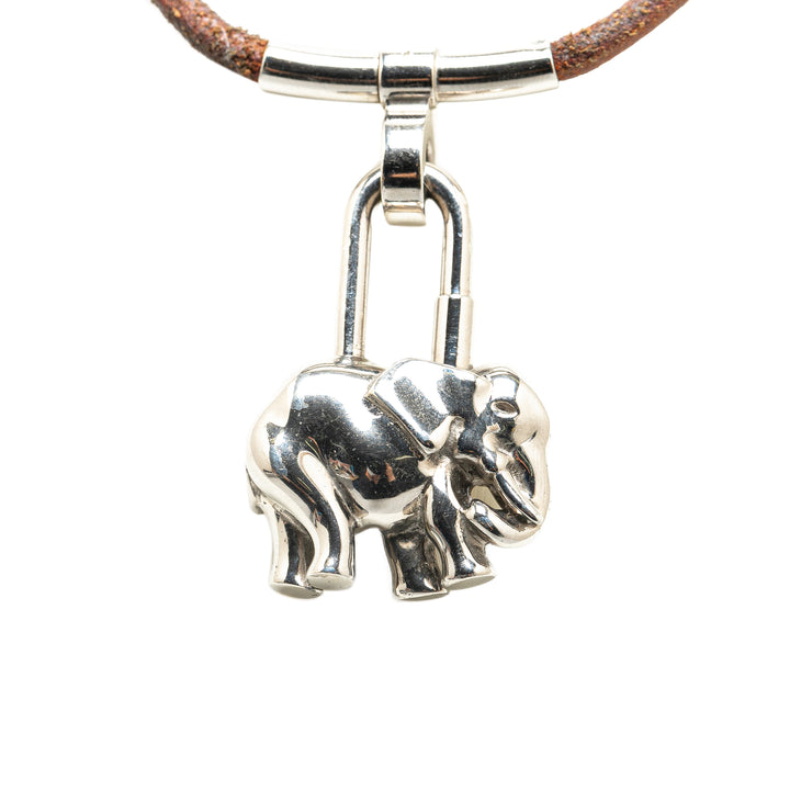 Palladium Plated Elephant Cadena Choker Necklace Silver - Gaby Paris