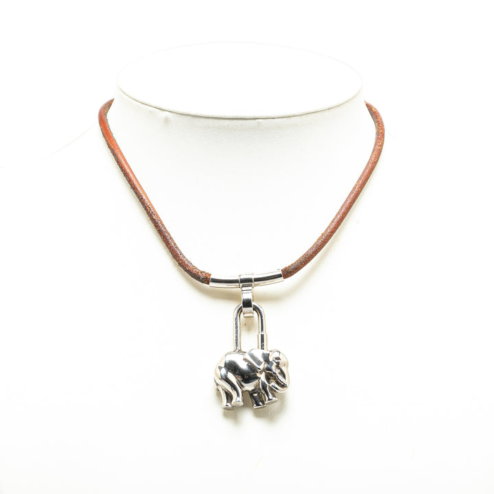 Palladium Plated Elephant Cadena Choker Necklace Silver - Gaby Paris