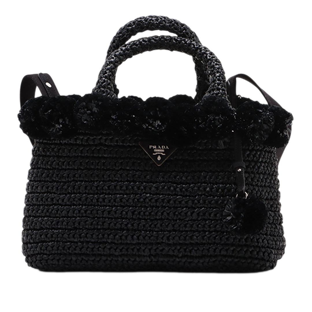 Prada Small Raffia Pompom Sac