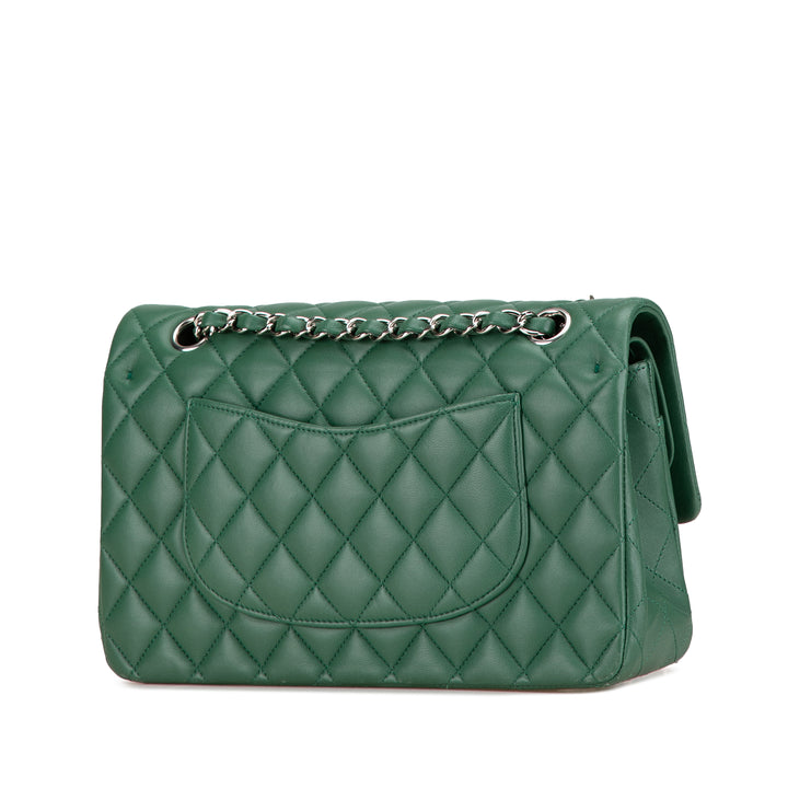 Medium Classic Lambskin Double Flap Green - Gaby Paris