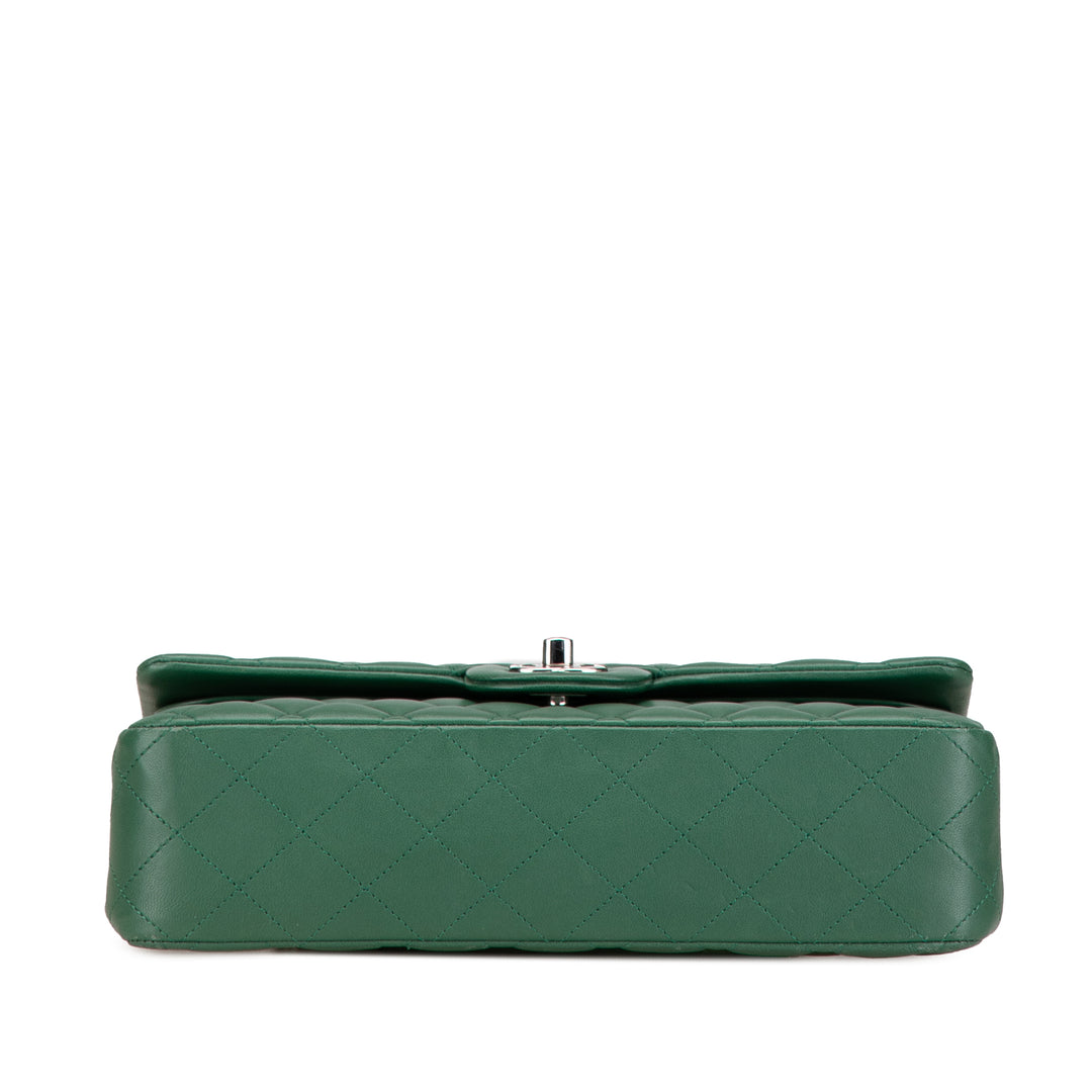 Medium Classic Lambskin Double Flap Green - Gaby Paris