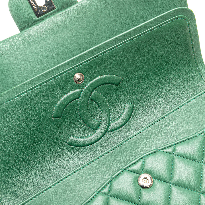 Medium Classic Lambskin Double Flap Green - Gaby Paris