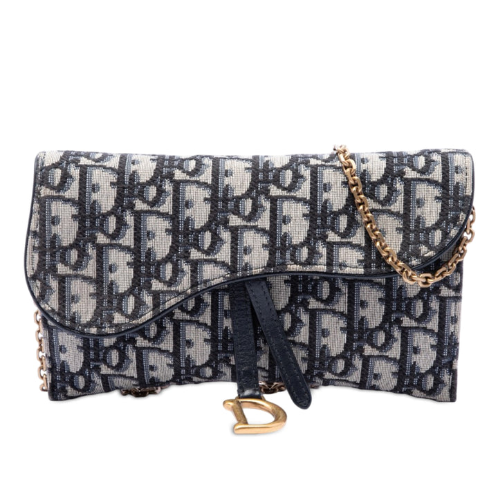 Dior Oblique Toile Saddle Wallet on Chain