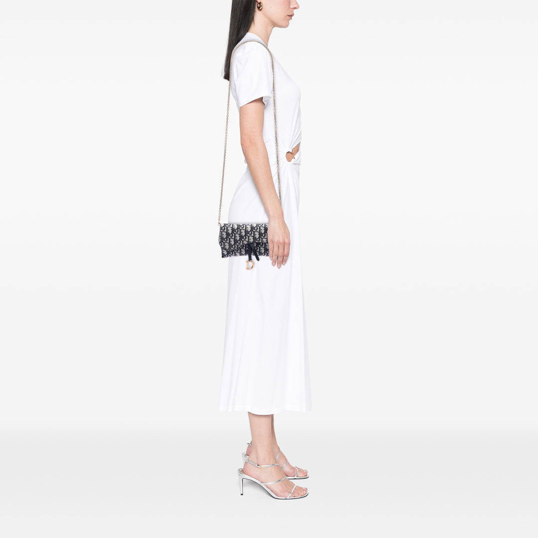 Dior Oblique Toile Saddle Wallet on Chain