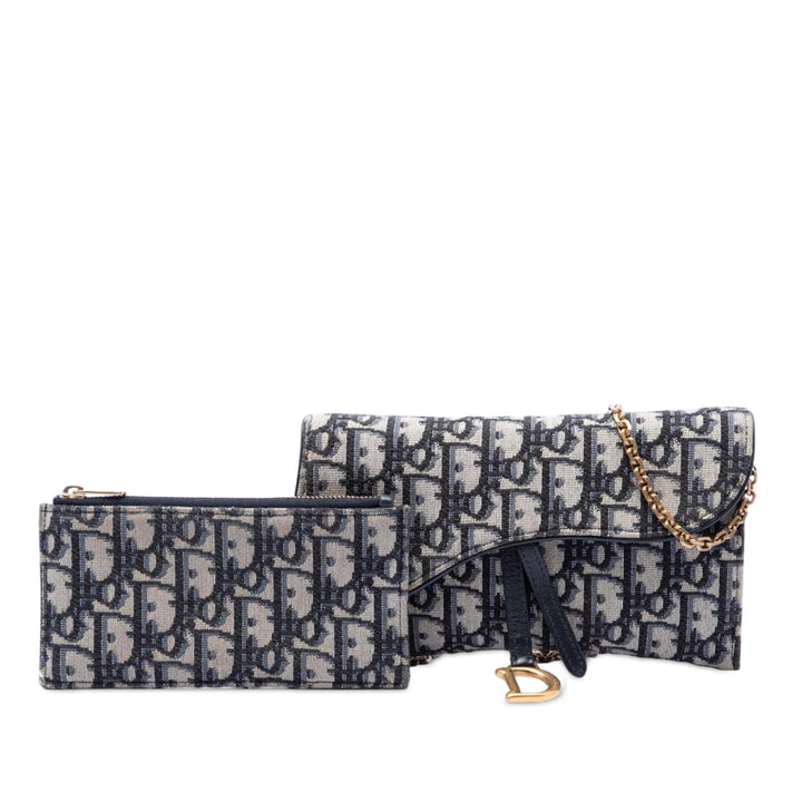 Dior Oblique Toile Saddle Wallet on Chain