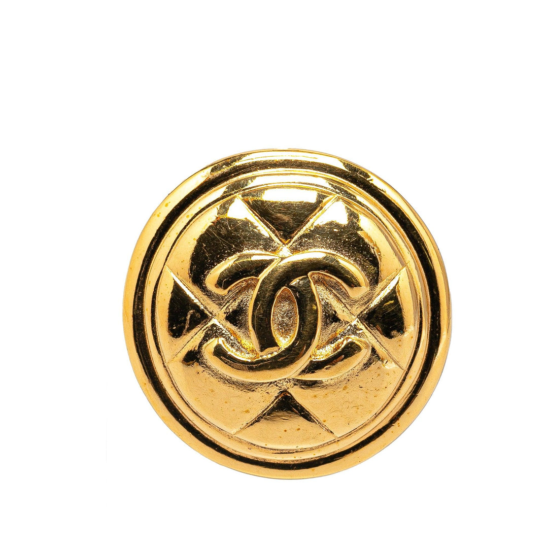 Gold Plated CC Quilted Brooch Gold - Gaby Paris