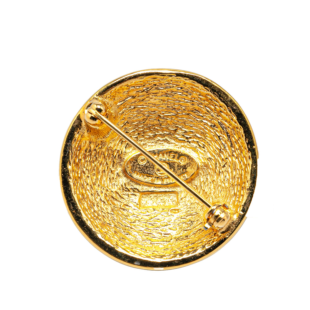 Gold Plated CC Quilted Brooch Gold - Gaby Paris