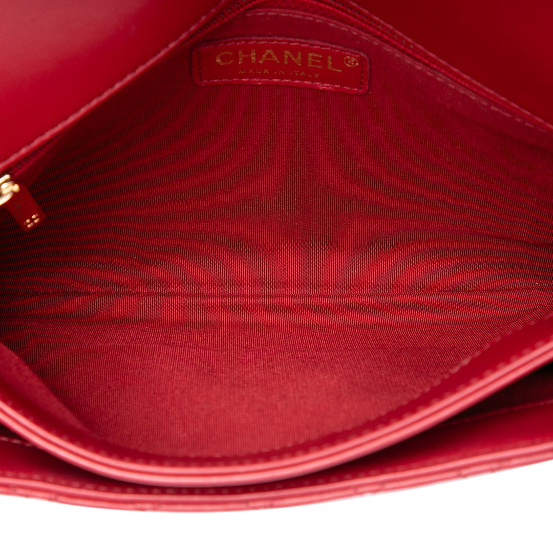 Chanel Sac à main Matelassé CC Unchained à rabat Cuir d'agneau Rouge – vue 4 – GABY PARIS