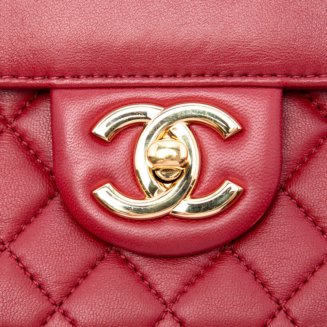 Chanel Sac à main Matelassé CC Unchained à rabat Cuir d'agneau Rouge – vue 5 – GABY PARIS