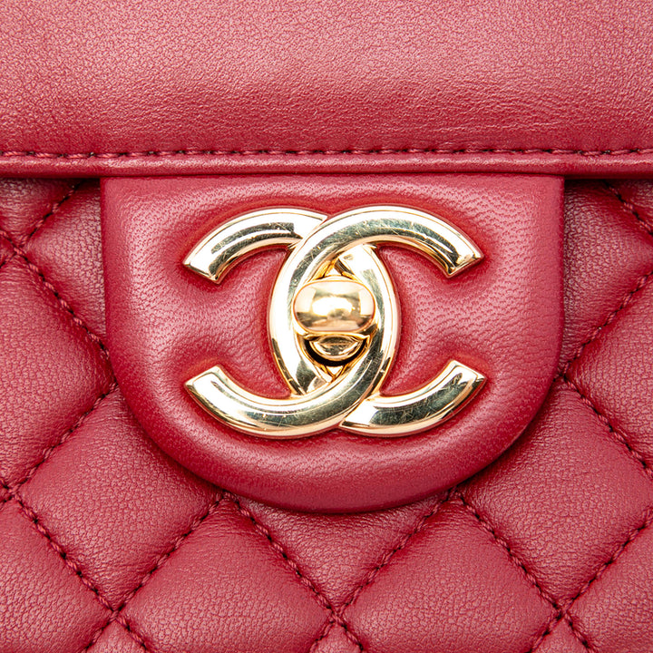 Chanel Sac à main Matelassé CC Unchained à rabat Cuir d'agneau Rouge – vue 5 – GABY PARIS
