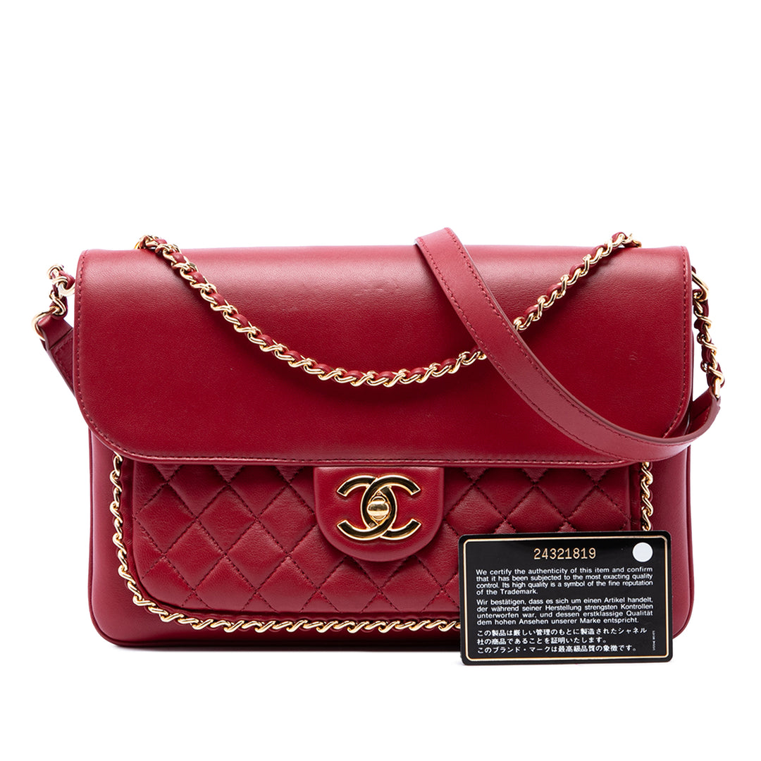 Chanel Sac à main Matelassé CC Unchained à rabat Cuir d'agneau Rouge – vue 7 – GABY PARIS