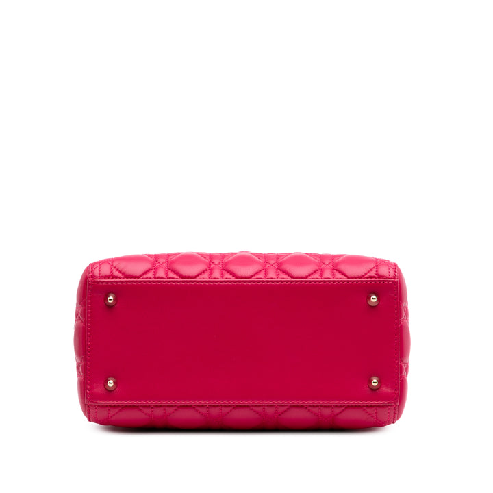 Medium Lambskin Cannage Lady Dior Pink - Gaby Paris