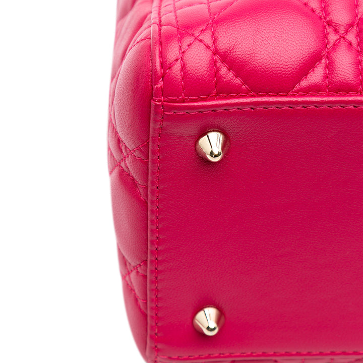 Medium Lambskin Cannage Lady Dior Pink - Gaby Paris
