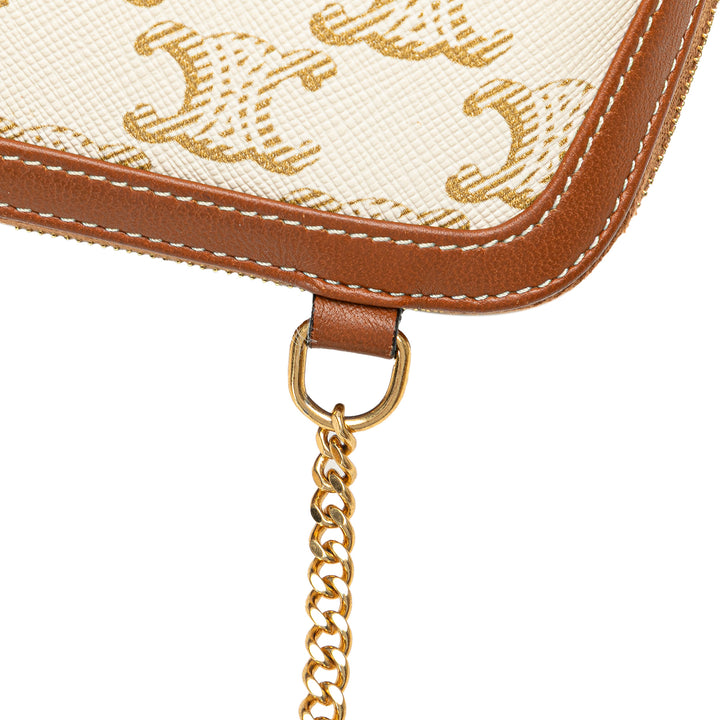 Celine Triomphe Coated Toile Pochette avec chaîne