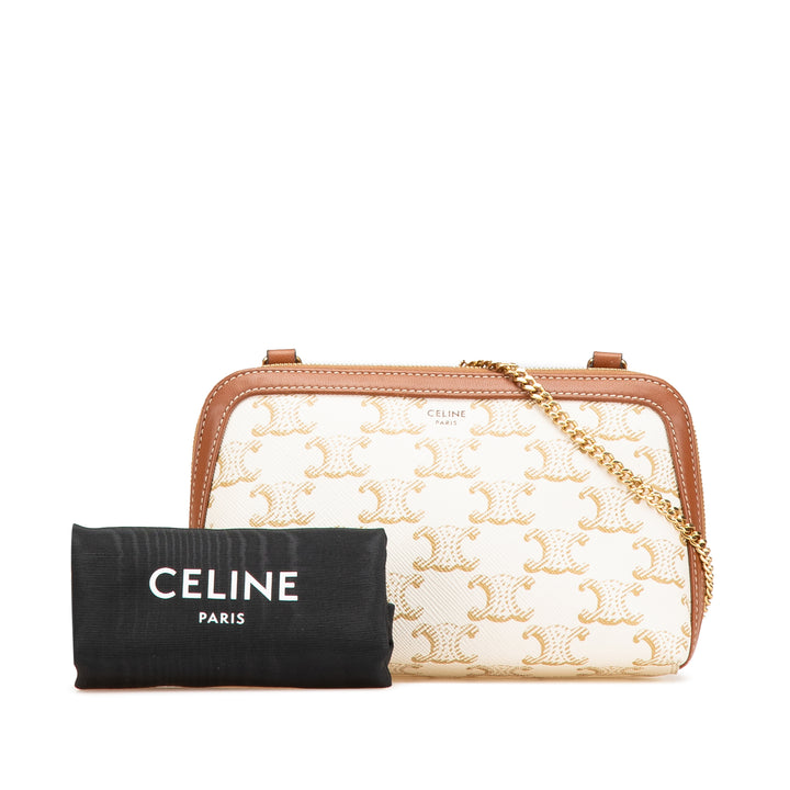 Celine Triomphe Coated Toile Pochette avec chaîne