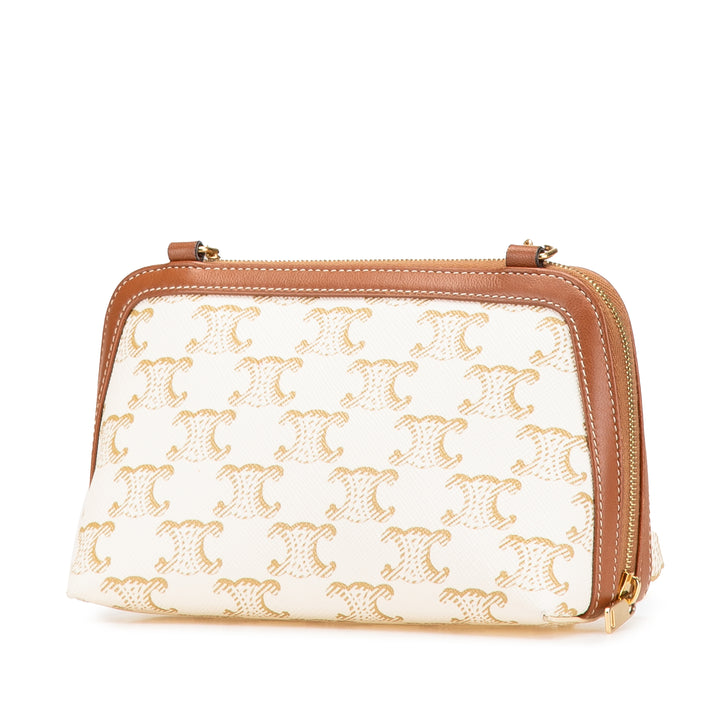 Celine Triomphe Coated Toile Pochette avec chaîne