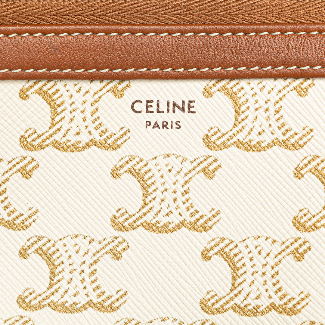 Celine Triomphe Coated Toile Pochette avec chaîne