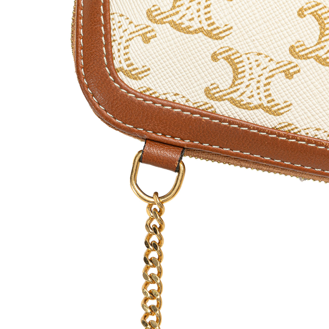 Celine Triomphe Coated Toile Pochette avec chaîne