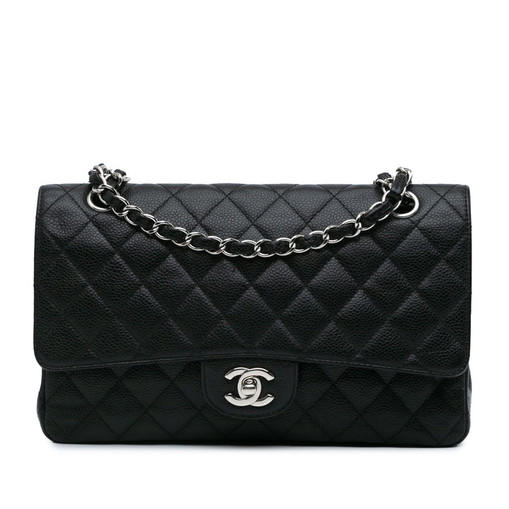 Medium Classic Caviar Double Flap Black - Gaby Paris