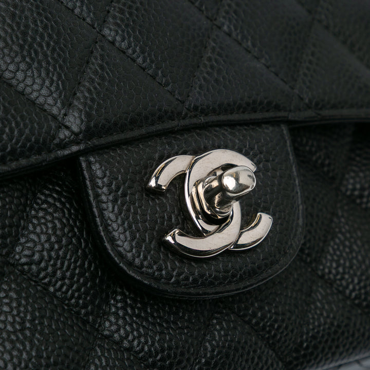 Medium Classic Caviar Double Flap Black - Gaby Paris