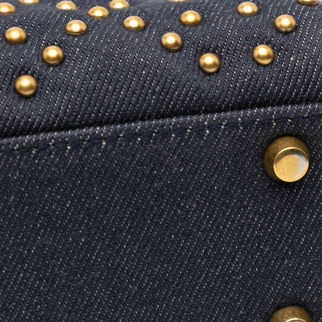 Mini Denim Cannage Studded Supple Lady Dior Blue - Gaby Paris