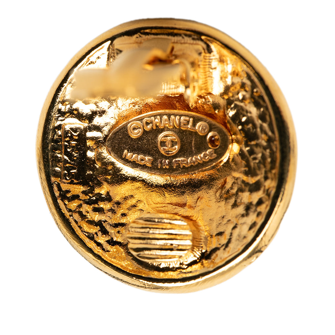Chanel plaqué Logo Rond Clip On Boucles d’oreilles