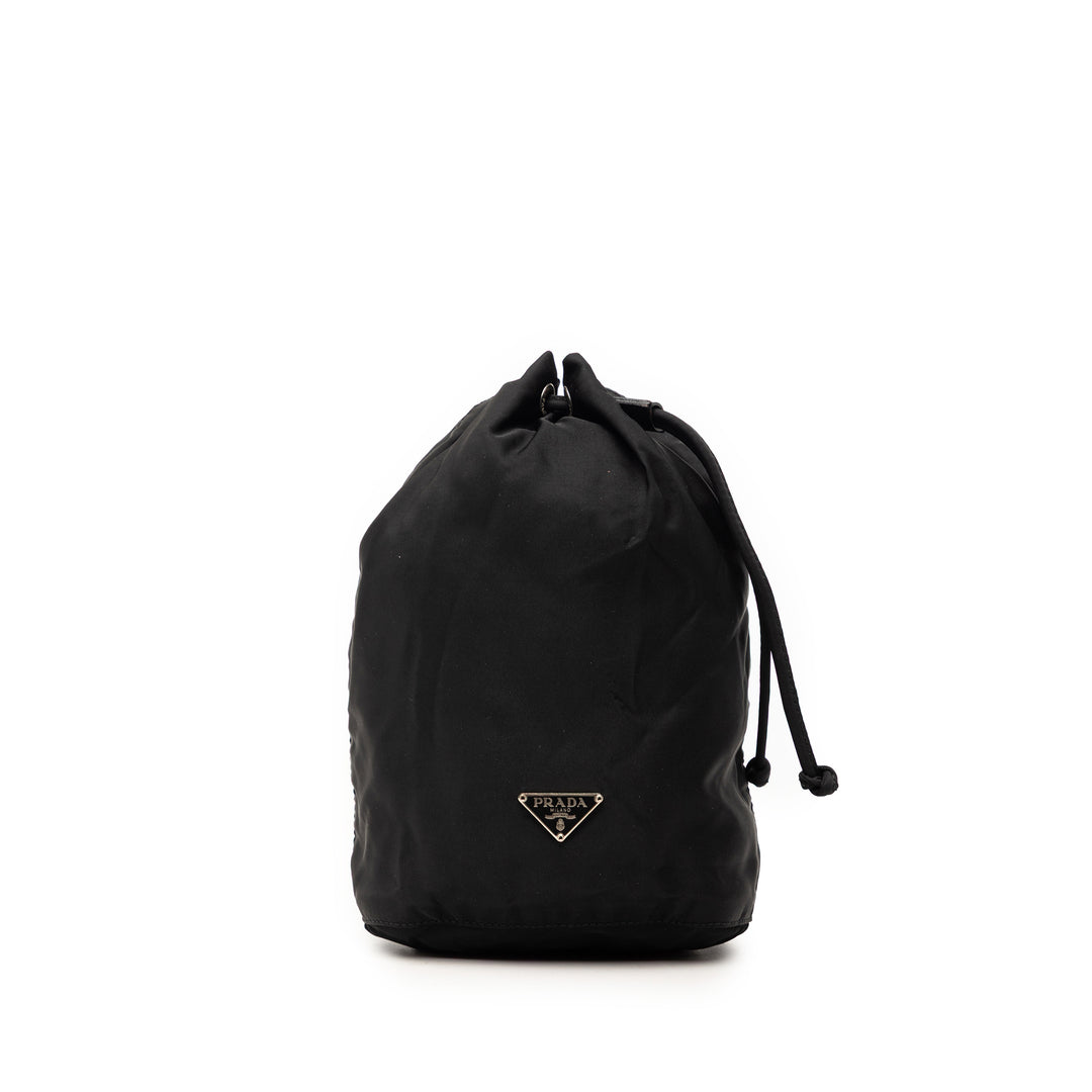 Prada Pochette Cordon Tessuto Noir – vue principale – GABY PARIS