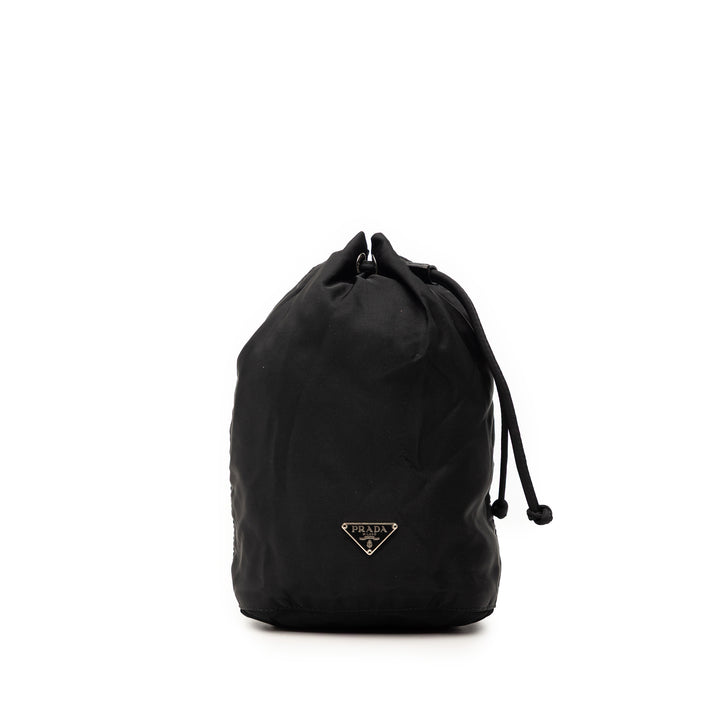 Prada Pochette Cordon Tessuto Noir – vue principale – GABY PARIS