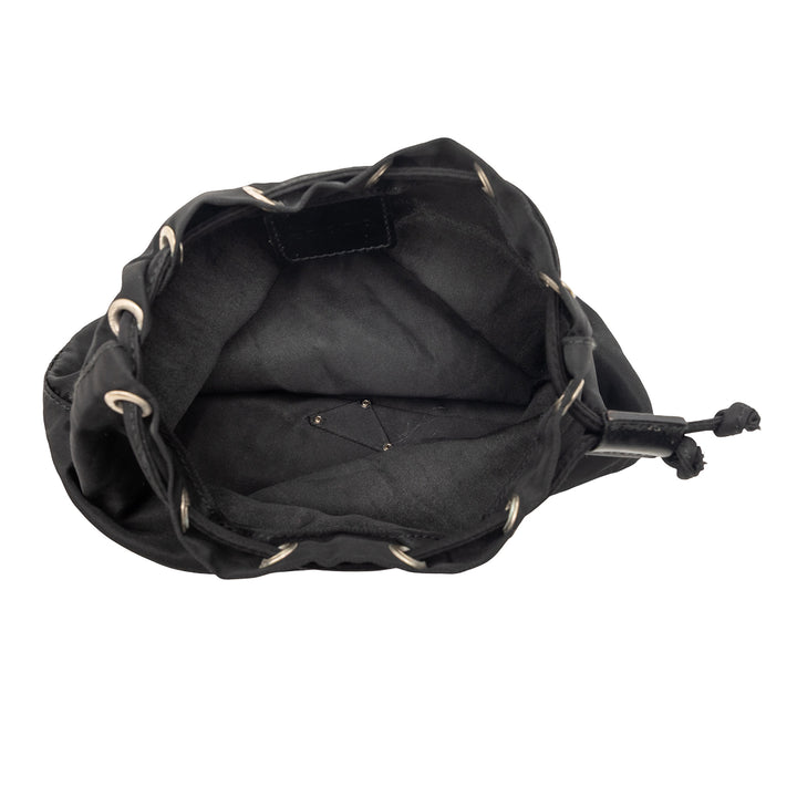 Prada Pochette Cordon Tessuto Noir – vue 4 – GABY PARIS