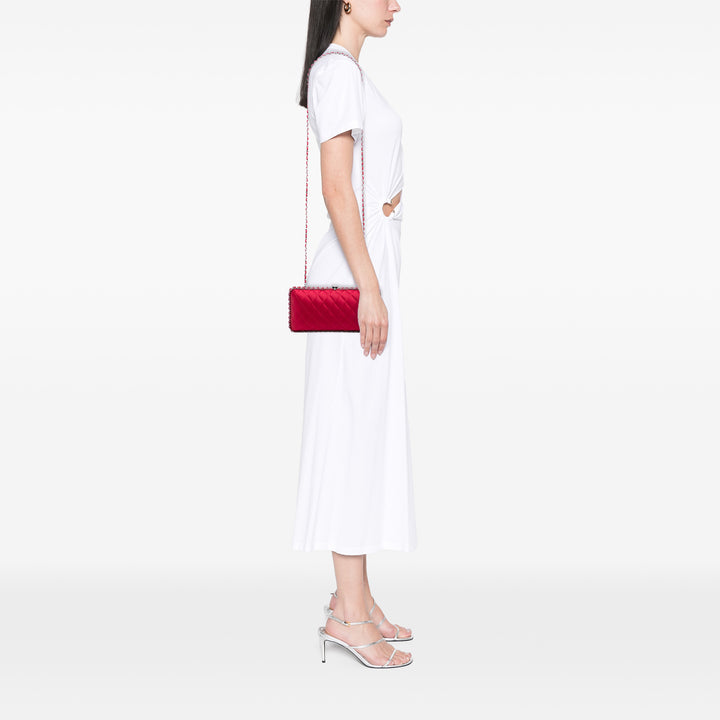 Chanel Matelassé Satin Sac rond à chaîne Pochette avec chaîne