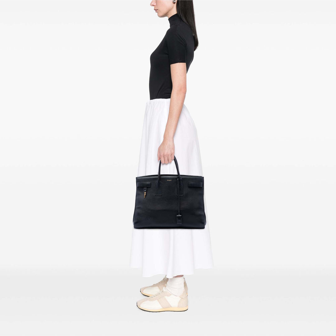 Souple Sac De Jour Sac Grand Cuir de veau Noir