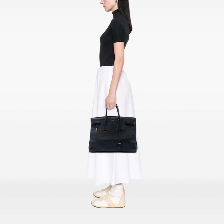 Souple Sac De Jour Sac Grand Cuir de veau Noir