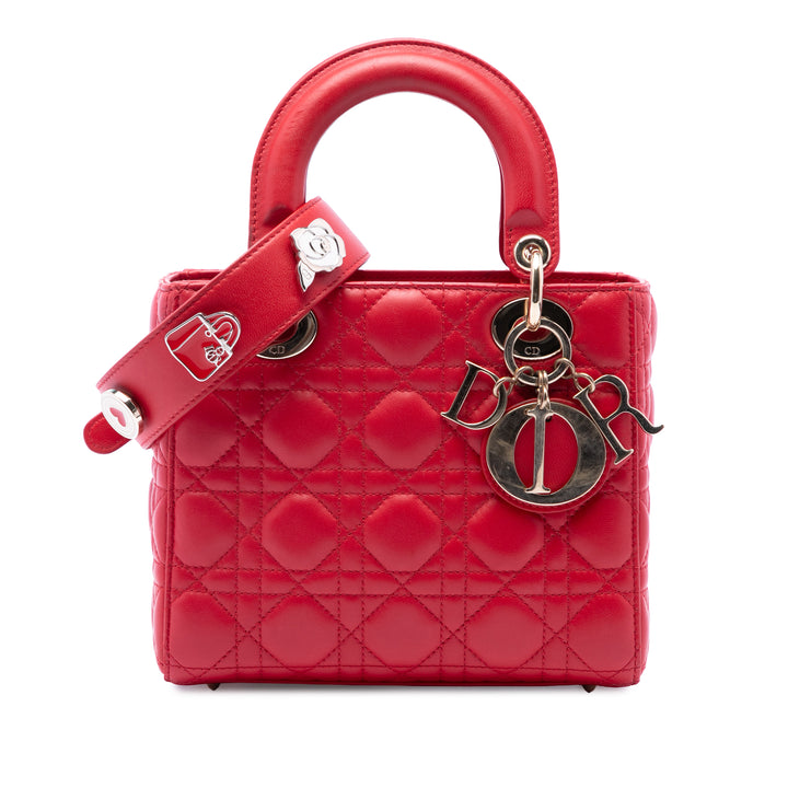Dior Lady Dior Cannage My ABCDior Petit Cuir d'agneau Rouge – vue principale – GABY PARIS