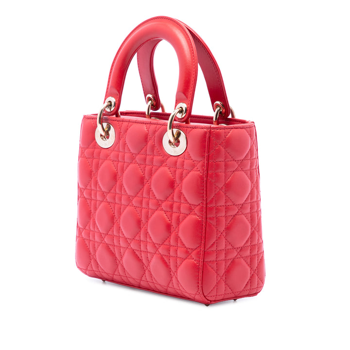 Dior Lady Dior Cannage My ABCDior Petit Cuir d'agneau Rouge – vue 2 – GABY PARIS