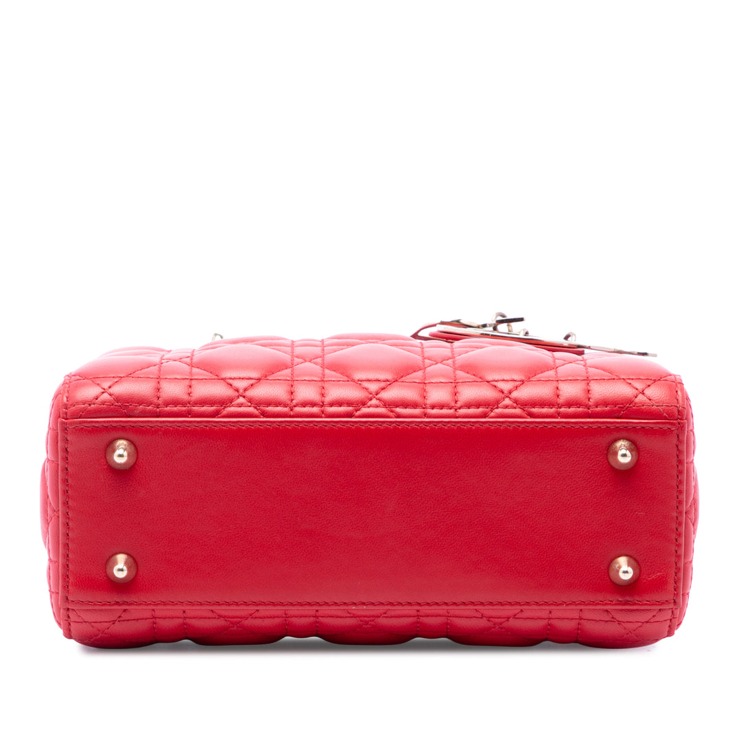 Dior Lady Dior Cannage My ABCDior Petit Cuir d'agneau Rouge – vue 3 – GABY PARIS