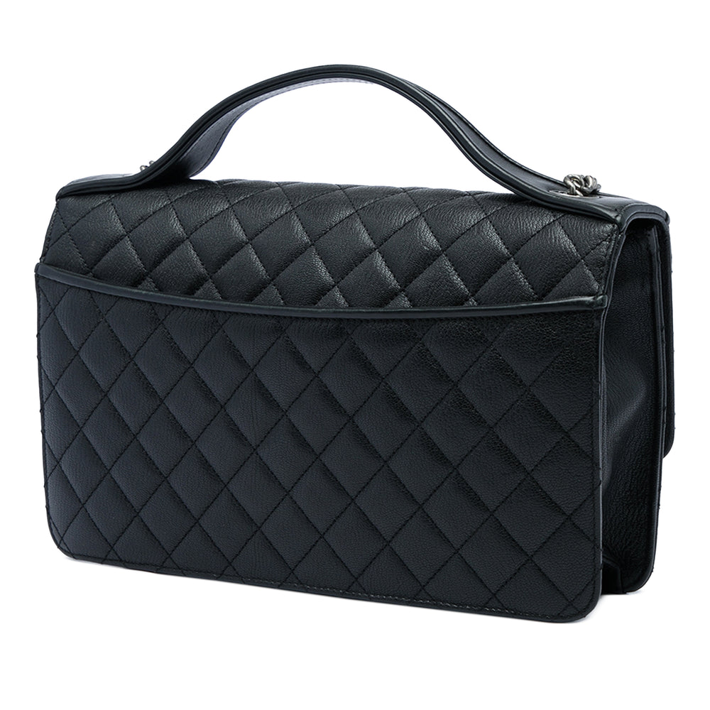 Chanel Matelassé CC University à rabat Moyen Cuir de chèvre Noir – vue 2 – GABY PARIS