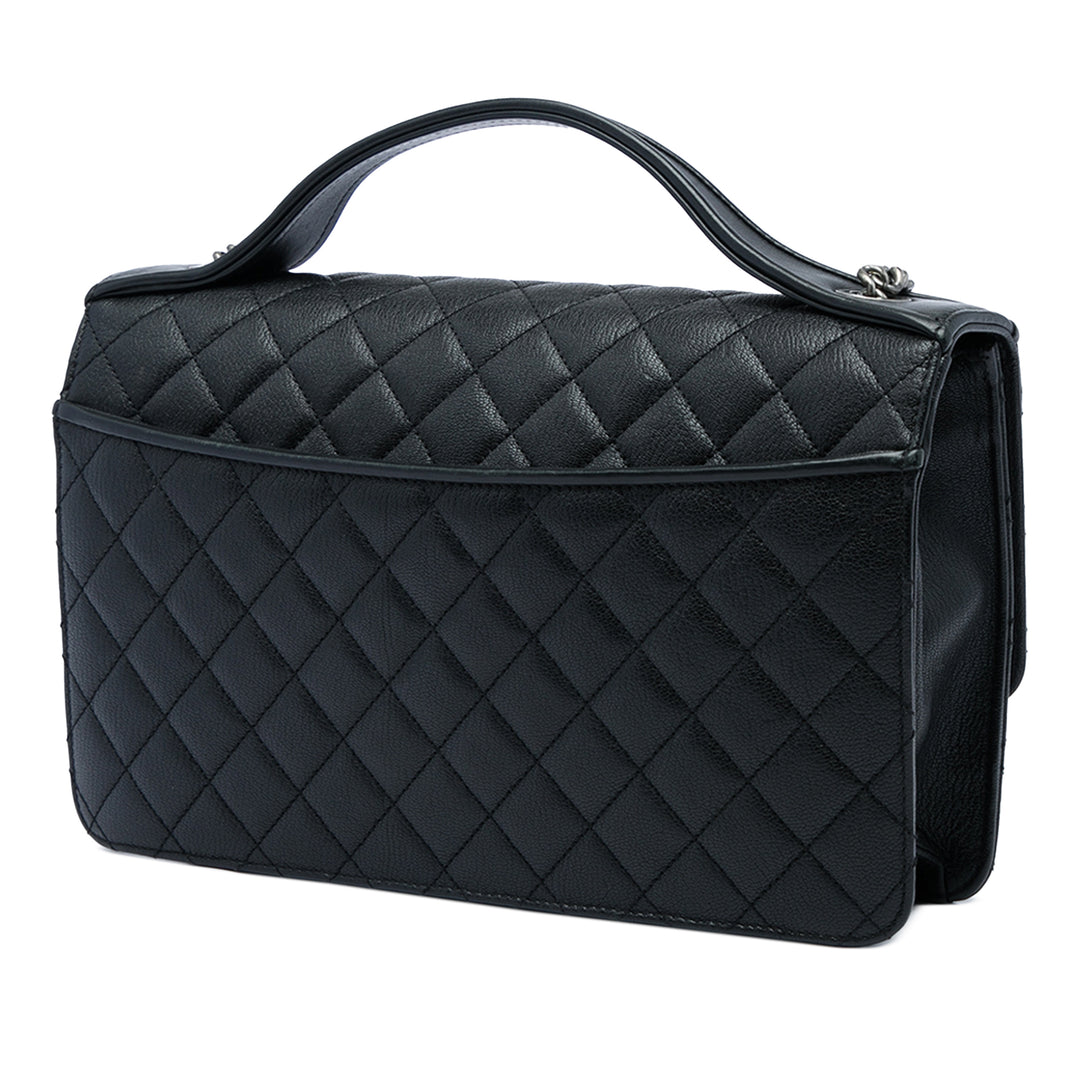 Chanel Matelassé CC University à rabat Moyen Cuir de chèvre Noir – vue 2 – GABY PARIS