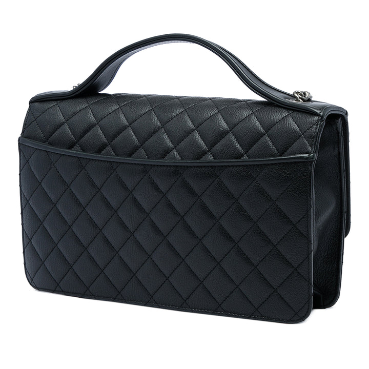 Chanel Matelassé CC University à rabat Moyen Cuir de chèvre Noir – vue 2 – GABY PARIS