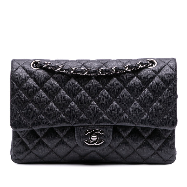 Medium Classic Caviar Double Flap Black - Gaby Paris