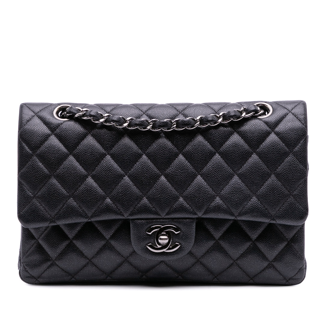 Medium Classic Caviar Double Flap Black - Gaby Paris