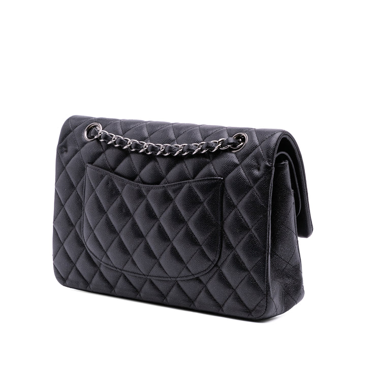 Medium Classic Caviar Double Flap Black - Gaby Paris