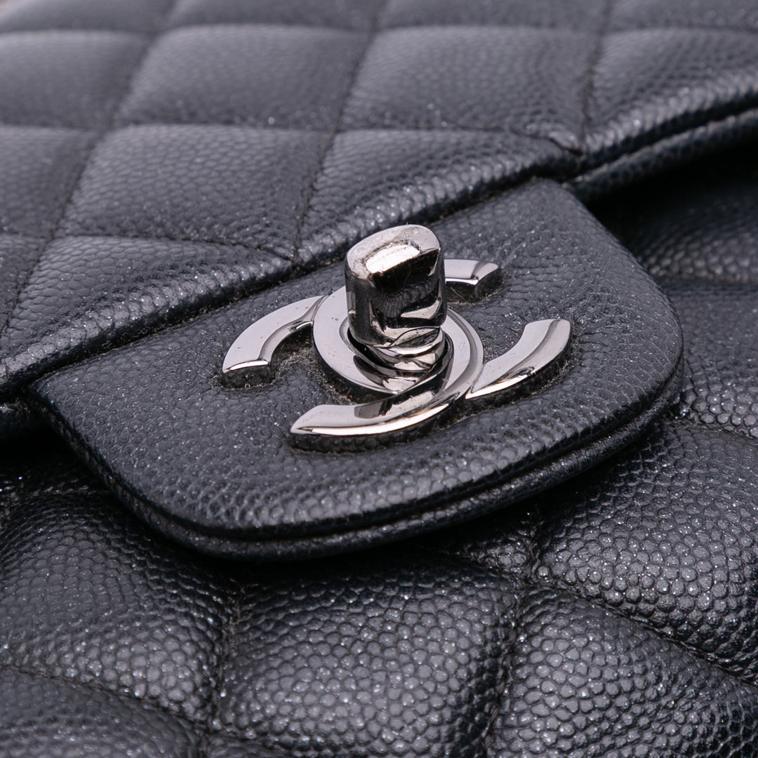 Medium Classic Caviar Double Flap Black - Gaby Paris