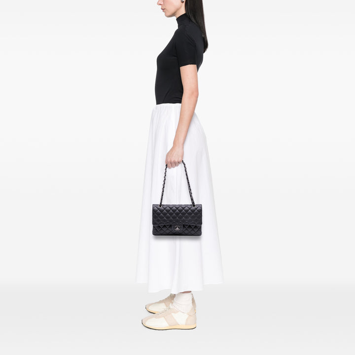 Medium Classic Caviar Double Flap Black - Gaby Paris