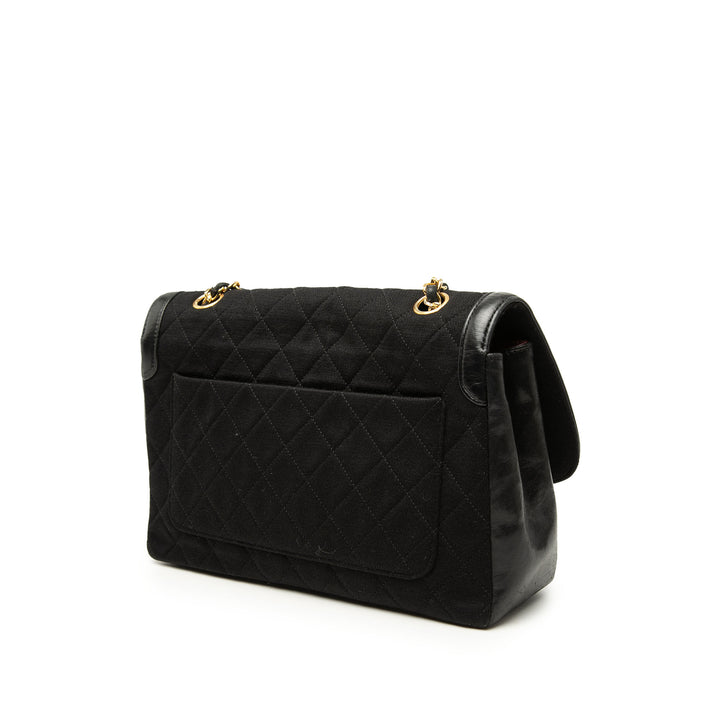 Chanel CC Matelassé Jersey et Cuir d’agneau à finitions Simple rabat