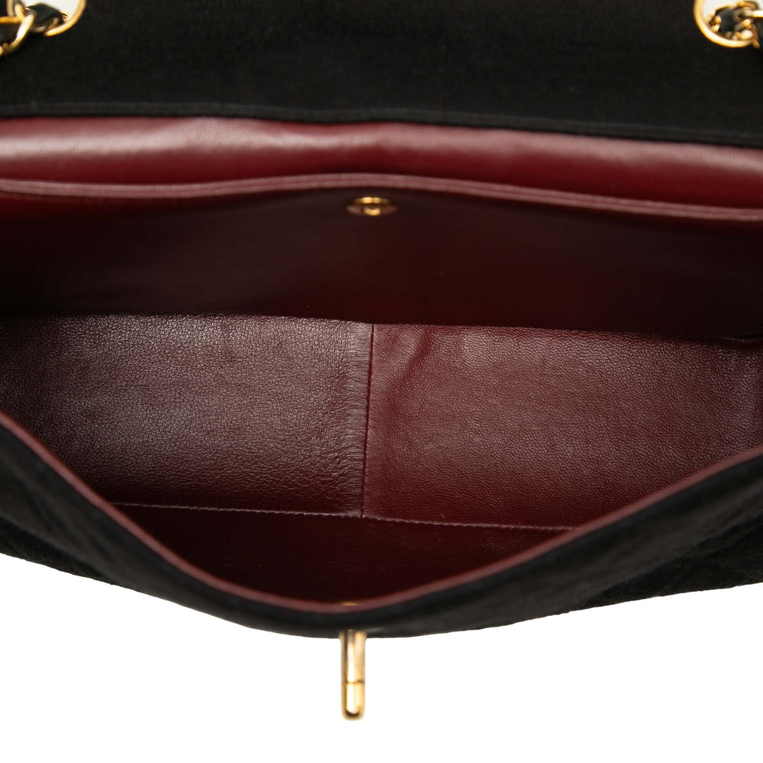 Chanel CC Matelassé Jersey et Cuir d’agneau à finitions Simple rabat