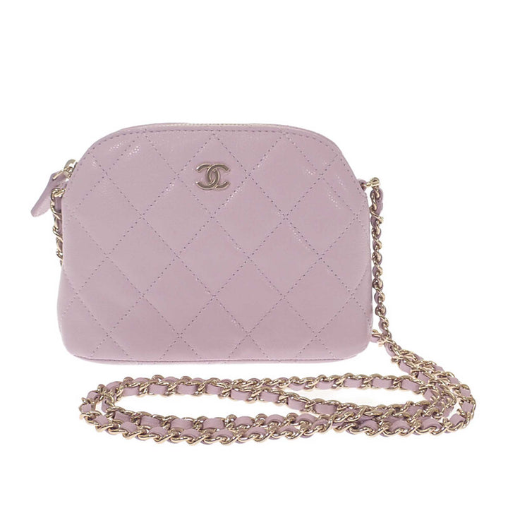 Matelassé Classic Pochette avec chaîne Cuir caviar Rose