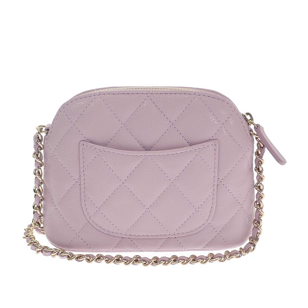 Matelassé Classic Pochette avec chaîne Cuir caviar Rose