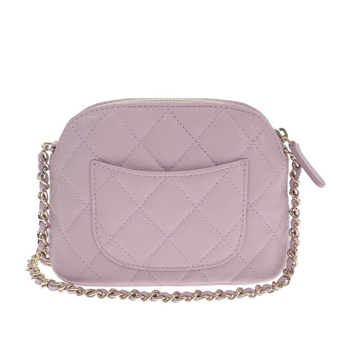 Matelassé Classic Pochette avec chaîne Cuir caviar Rose