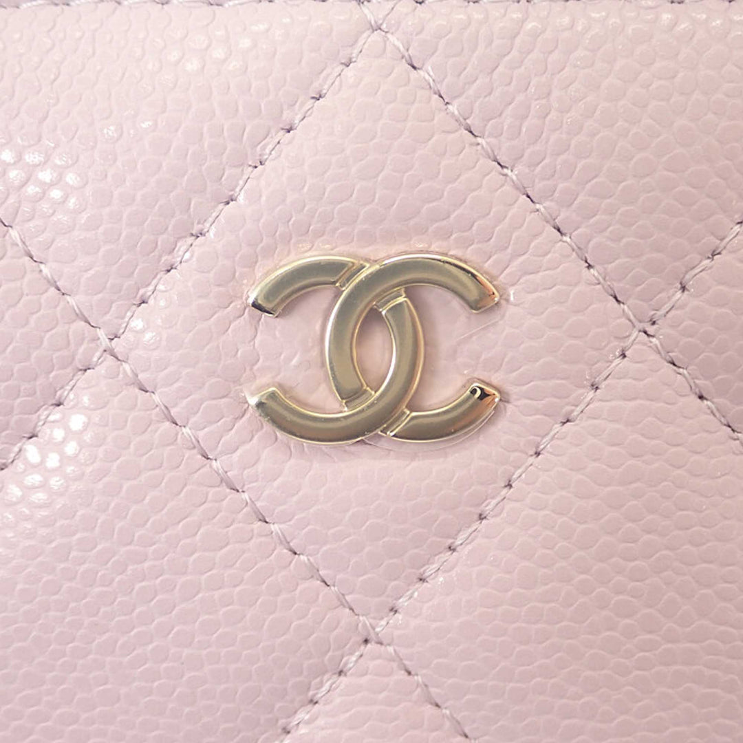 Matelassé Classic Pochette avec chaîne Cuir caviar Rose